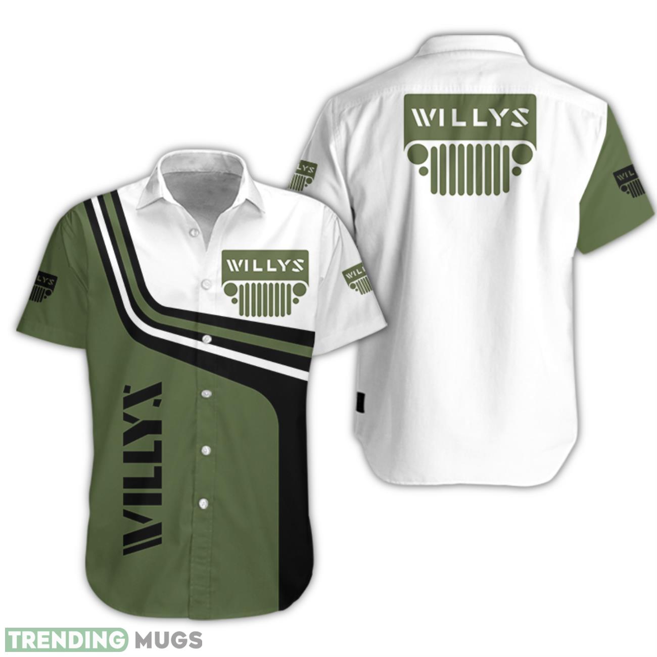 Jeep Vintage Printed 3D Hawaiian Shirt For Men Women Green White Product Photo 1 Jeep Vintage Printed 3D Hawaiian Shirt For Men Women Green White Product Photo 1