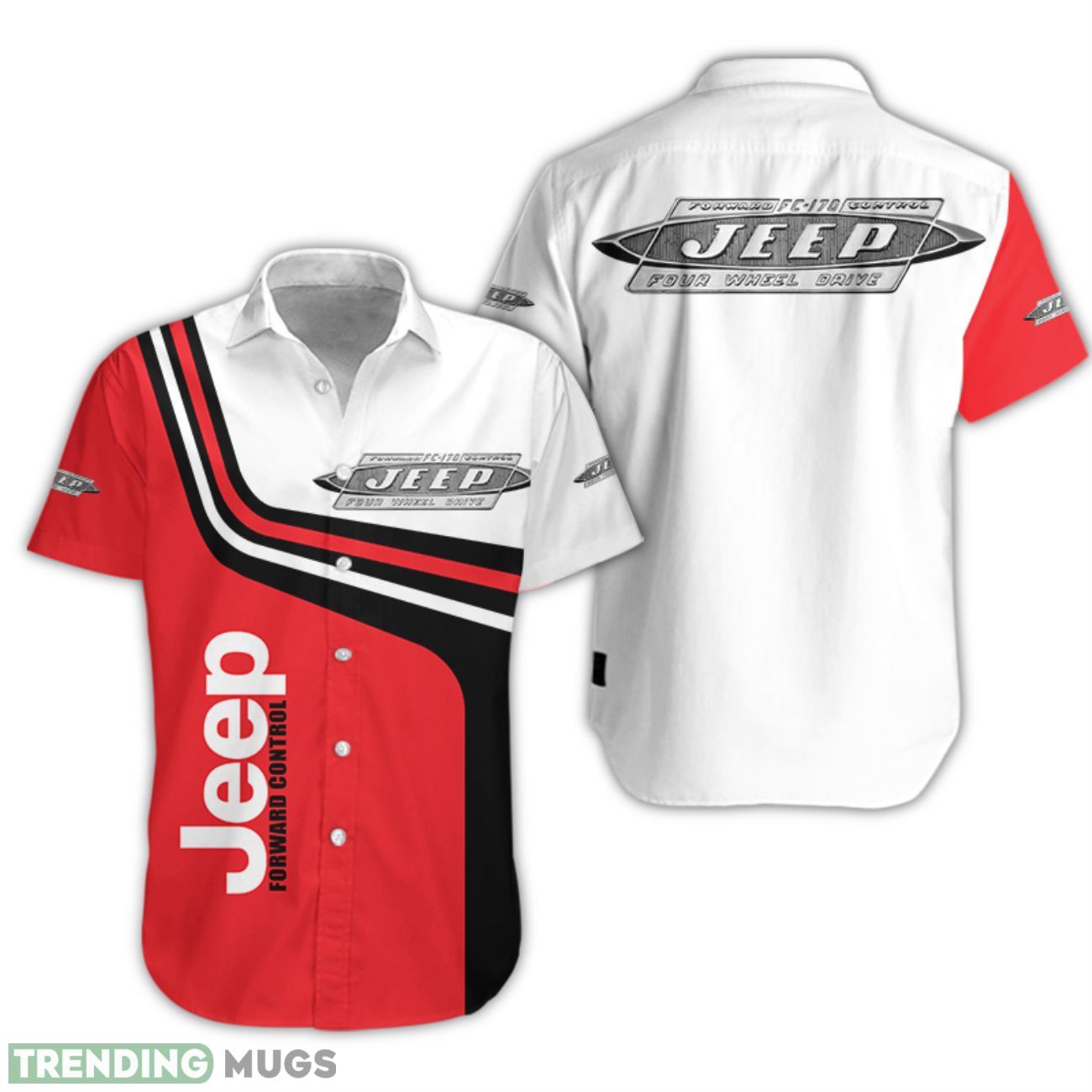 Jeep Vintage Printed 3D Hawaiian Shirt For Men Women Red White Product Photo 1 Jeep Vintage Printed 3D Hawaiian Shirt For Men Women Red White Product Photo 1