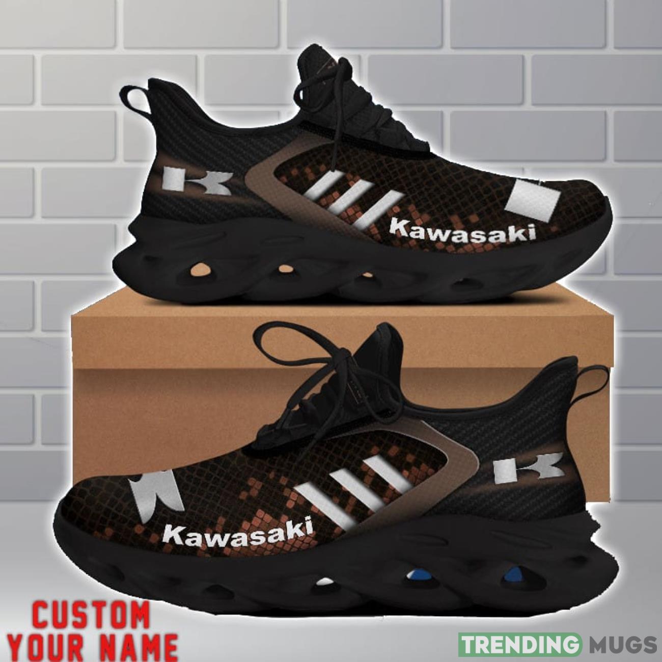 Kawasaki Shoes Brown Square Pattern Custom Name Max Soul Sneakers For Men Women Max Soul Kawasaki Shoes Brown Square Pattern Custom Name Max Soul Sneakers For Men Women Max Soul