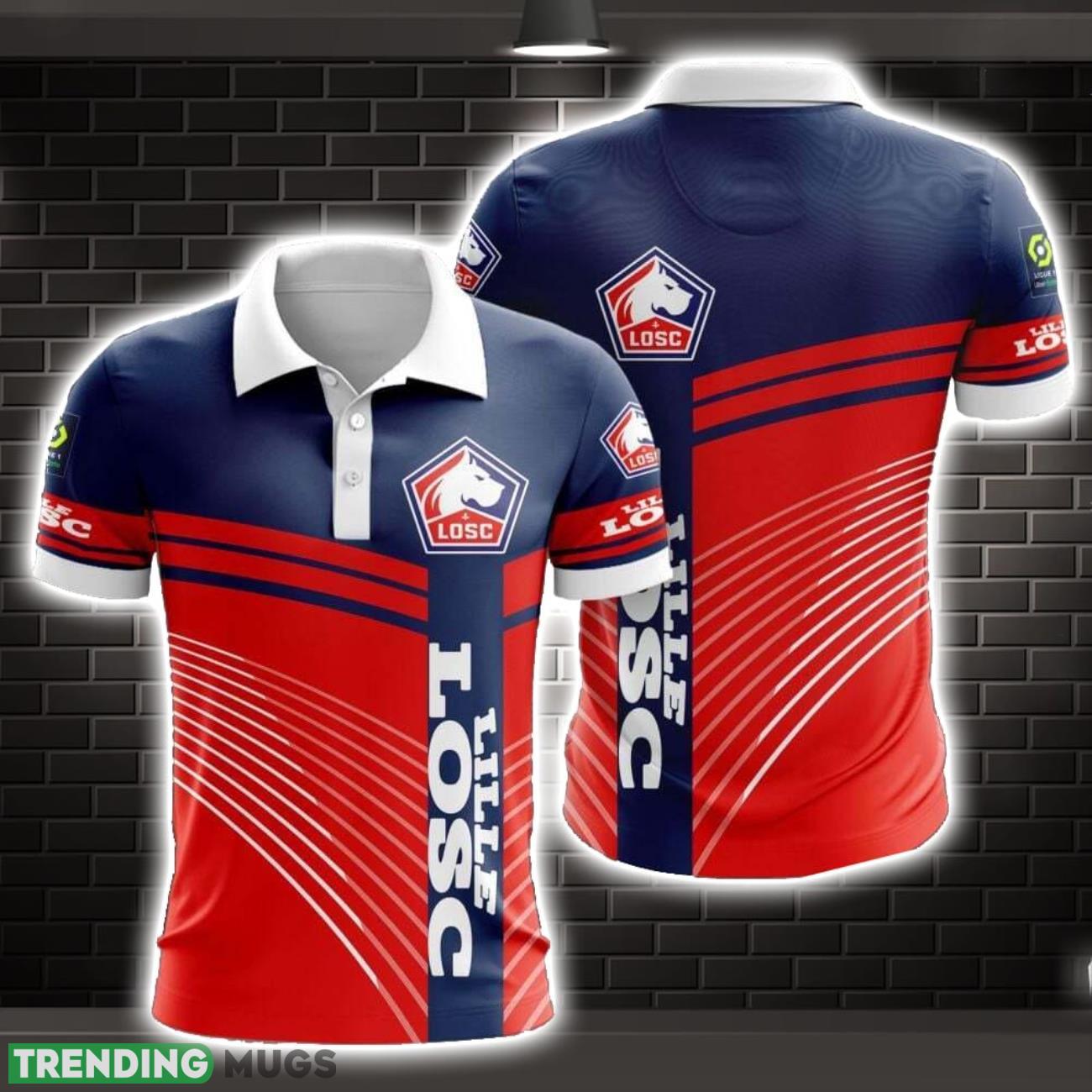 LOSC Lille Striped Style 3D Polo Shirt Shirt For Sport Golf Lover Product Photo 1 LOSC Lille Striped Style 3D Polo Shirt Shirt For Sport Golf Lover Product Photo 1