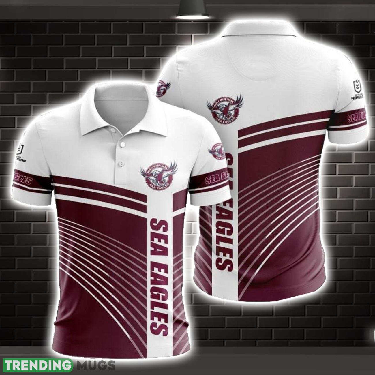 Manly Warringah Sea Eagles Striped Style 3D Polo Shirt Shirt For Sport Golf Lover Product Photo 1 Manly Warringah Sea Eagles Striped Style 3D Polo Shirt Shirt For Sport Golf Lover Product Photo 1