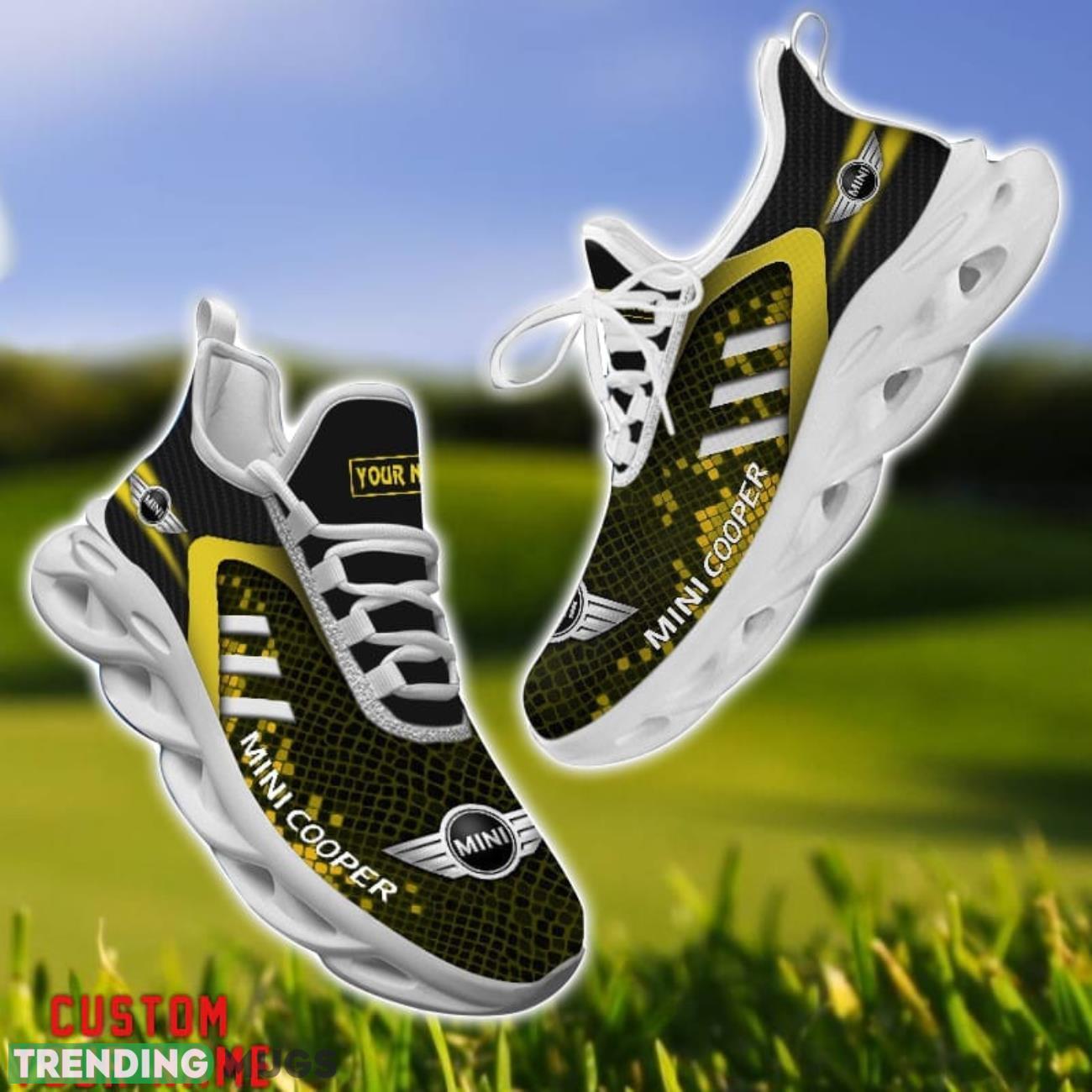 Mini cooper Yellow Striped Max Soul Shoes Personalized Name For Fans Product Photo 1 Mini cooper Yellow Striped Max Soul Shoes Personalized Name For Fans Product Photo 1
