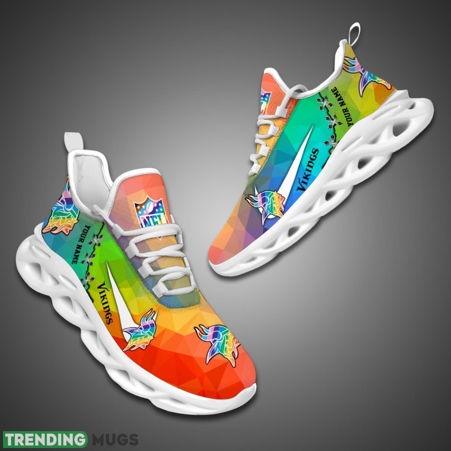 Minnesota Vikings Colorful Sneakers NFL Max Soul Shoes For Fans Custom Name Max Soul Minnesota Vikings Colorful Sneakers NFL Max Soul Shoes For Fans Custom Name Max Soul