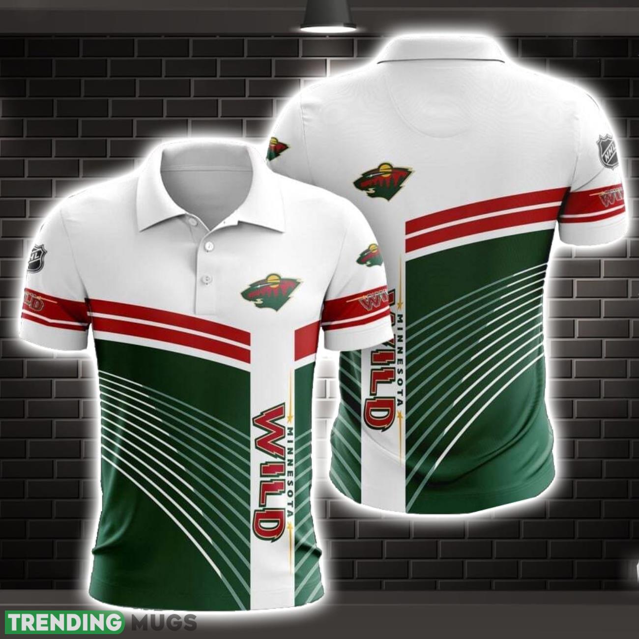 Minnesota Wild Striped Style 3D Polo Shirt Shirt For Sport Golf Lover Product Photo 1 Minnesota Wild Striped Style 3D Polo Shirt Shirt For Sport Golf Lover Product Photo 1