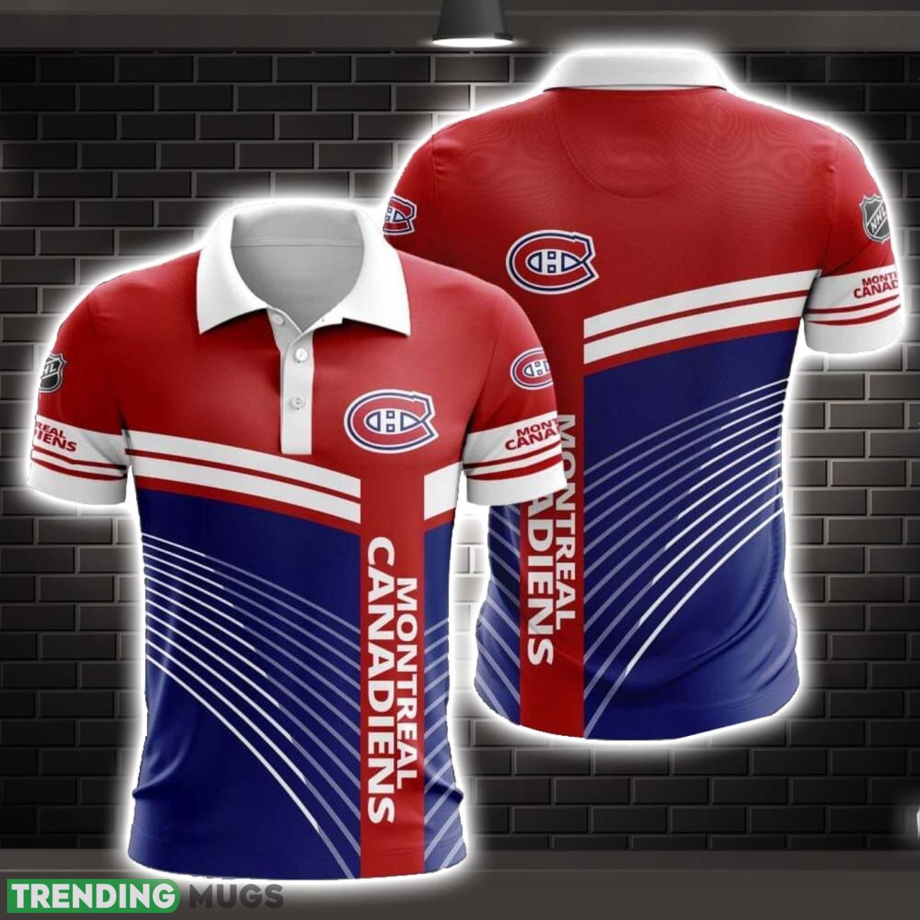 Montreal Canadiens Striped Style 3D Polo Shirt Shirt For Sport Golf Lover Product Photo 1 Montreal Canadiens Striped Style 3D Polo Shirt Shirt For Sport Golf Lover Product Photo 1