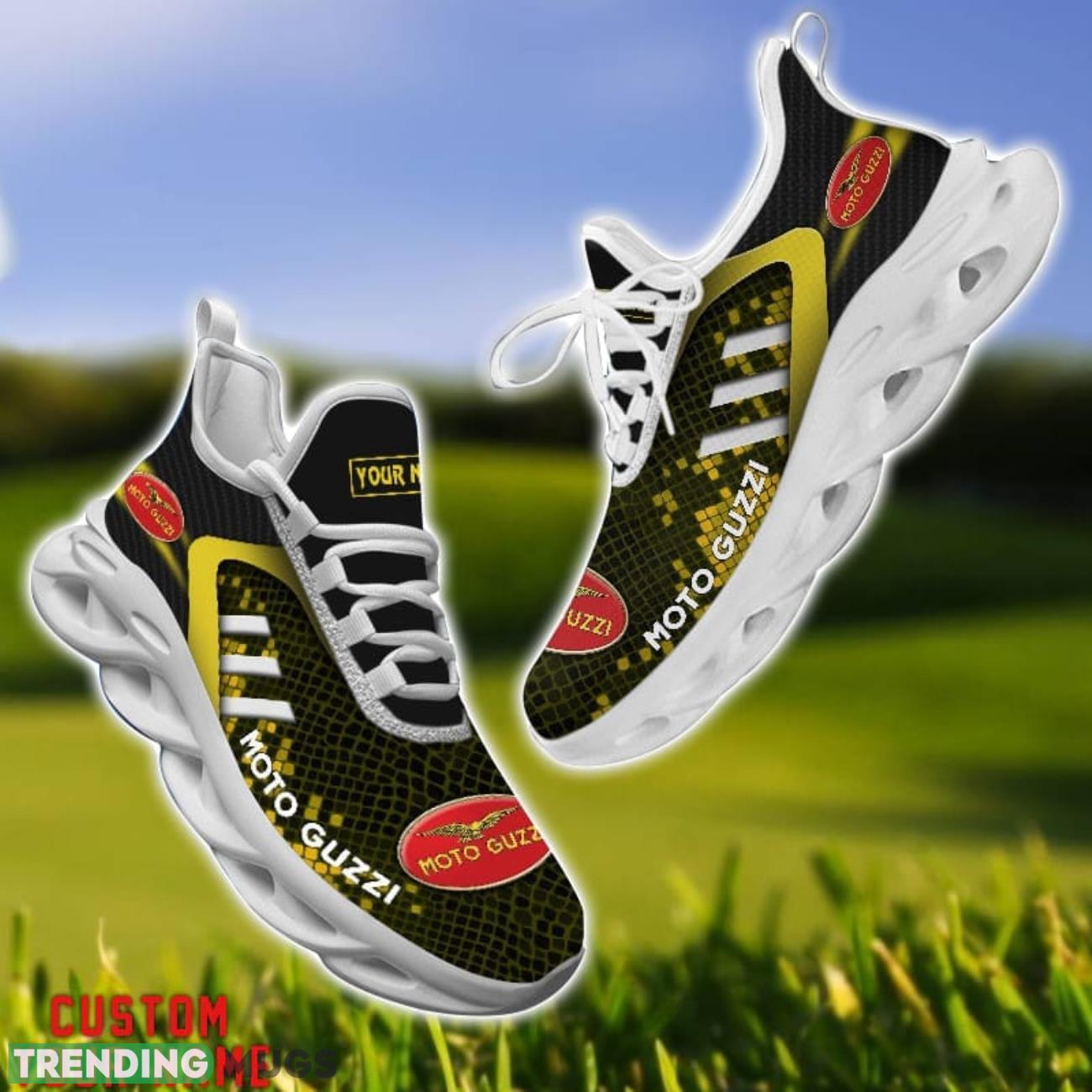 Moto-Guzzi Yellow Striped Max Soul Shoes Personalized Name For Fans Product Photo 1 Moto-Guzzi Yellow Striped Max Soul Shoes Personalized Name For Fans Product Photo 1