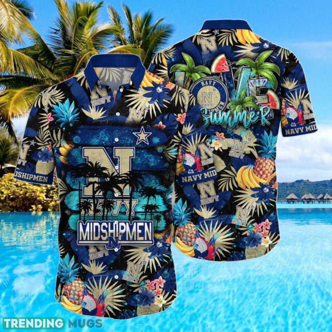 Navy Midshipmen NCAA3 Tropical Fruit Hawaiian Shirt Summer Gift Product Photo 1 Navy Midshipmen NCAA3 Tropical Fruit Hawaiian Shirt Summer Gift Product Photo 1