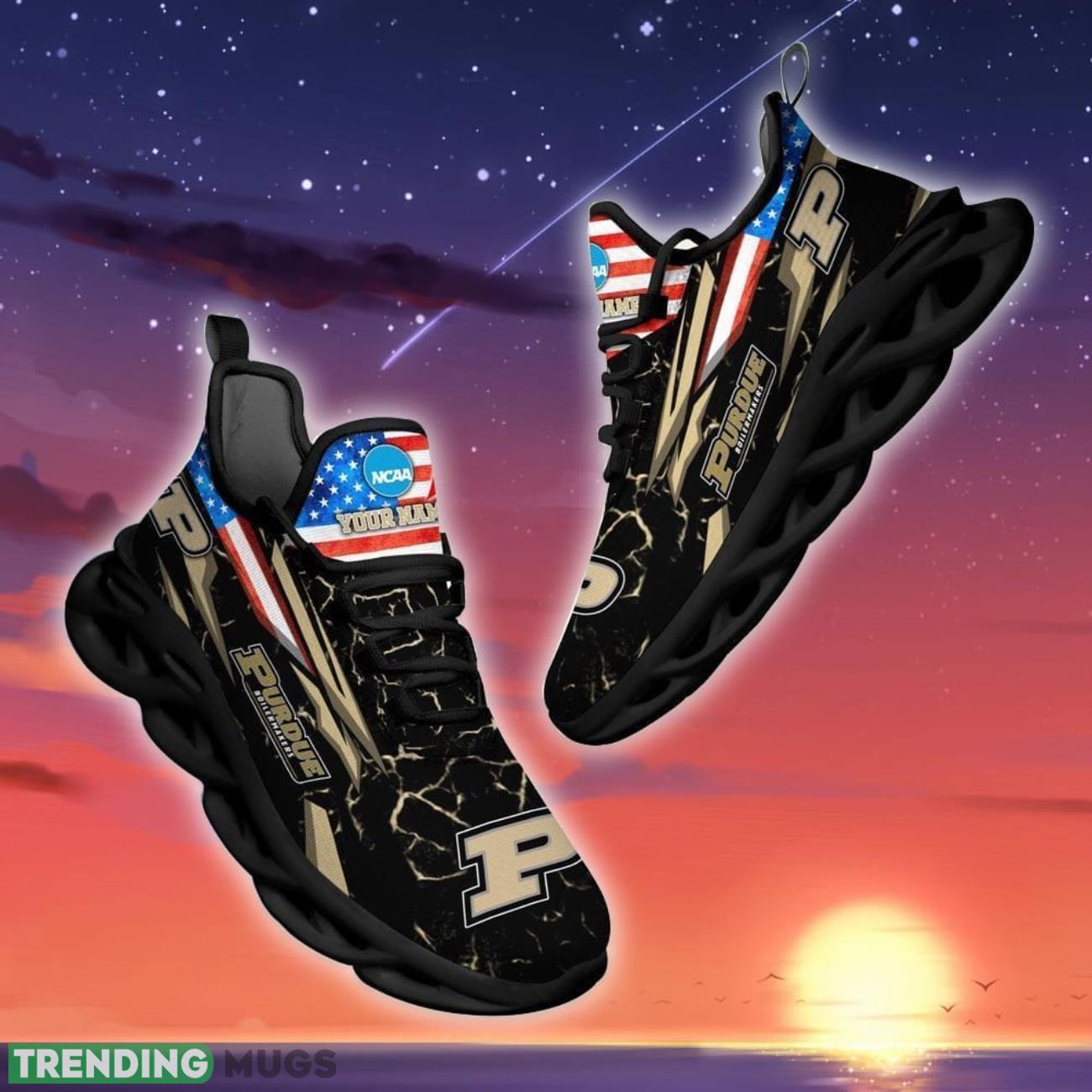 NCAA Purdue Boilermakers Logo And Flag Custom Name Max Soul Shoes Gift For Fan Product Photo 1
