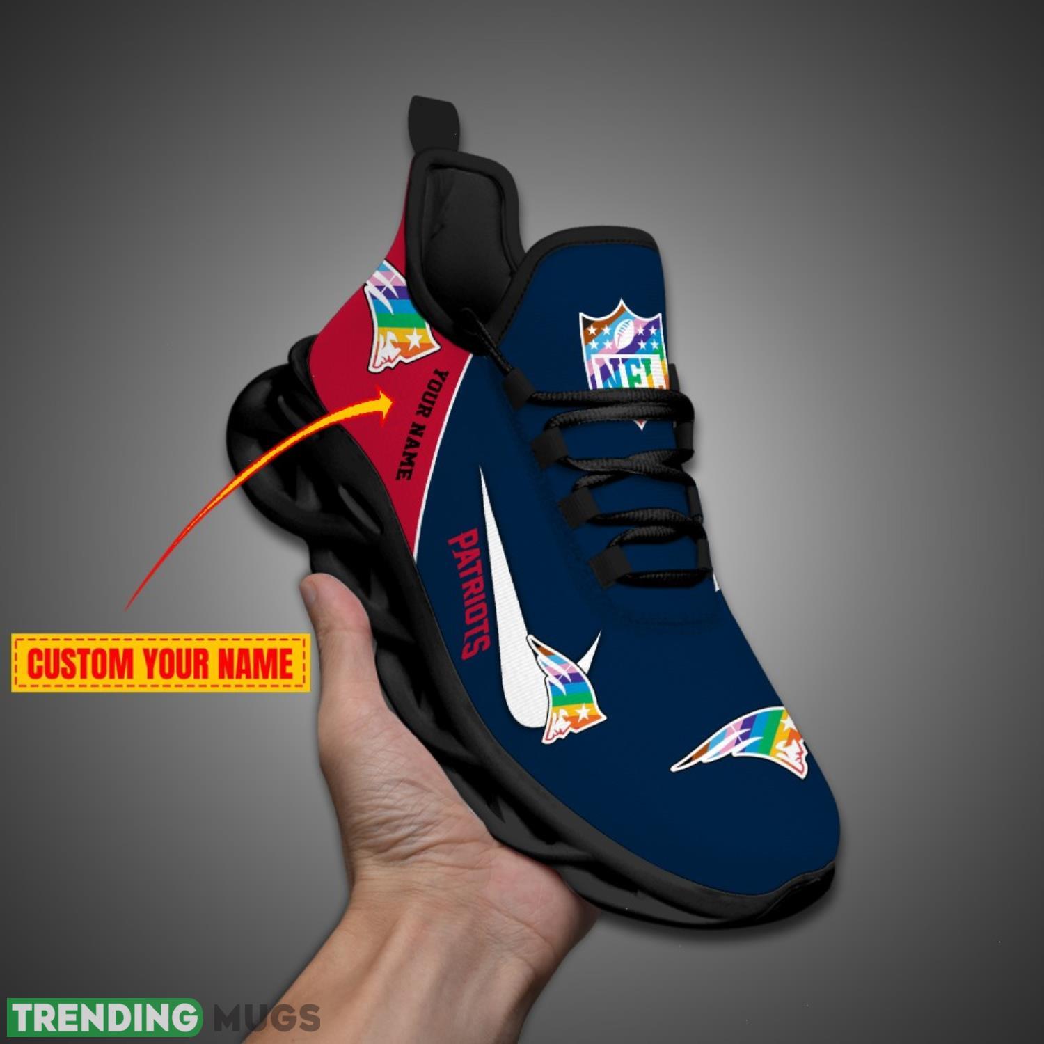 New England Patriots Personalized Pride Month NFL Max Soul Shoes Custom Name Max Soul New England Patriots Personalized Pride Month NFL Max Soul Shoes Custom Name Max Soul