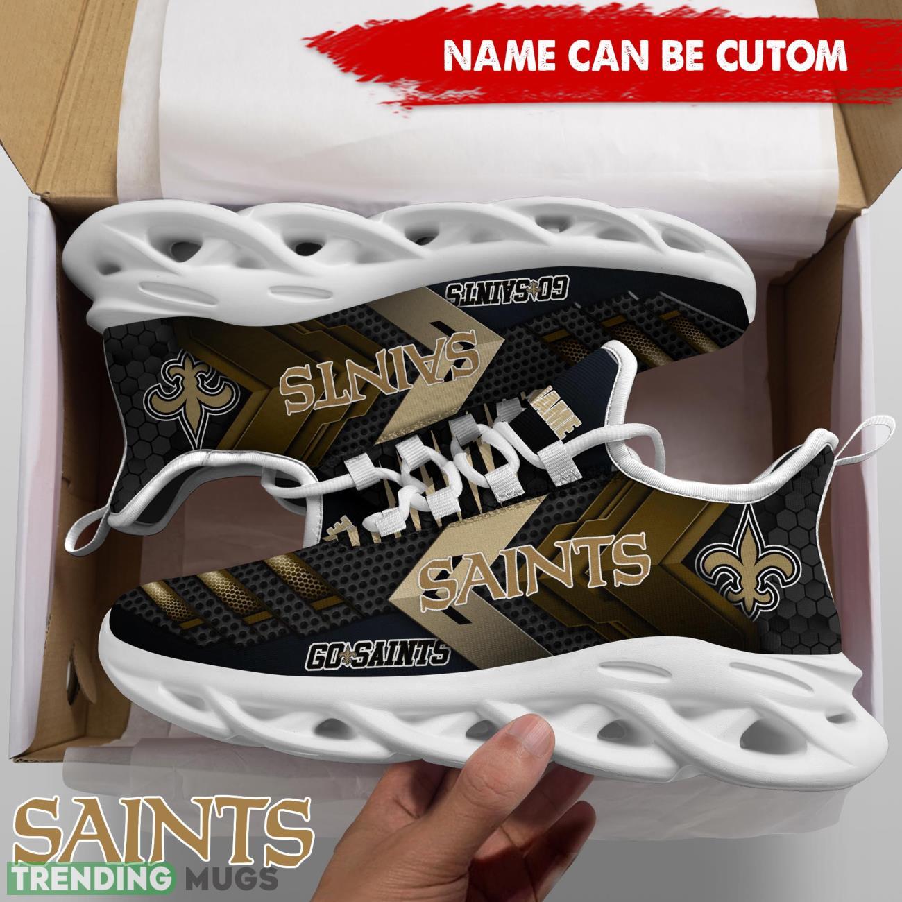 New Orleans Saints NFL Max Soul Shoes Custom Name Sport Shoes Trending Gift Max Soul New Orleans Saints NFL Max Soul Shoes Custom Name Sport Shoes Trending Gift Max Soul