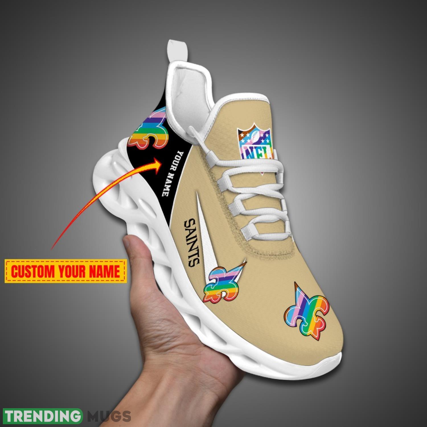 New Orleans Saints Personalized Pride Month NFL Max Soul Shoes Custom Name Product Photo 1 New Orleans Saints Personalized Pride Month NFL Max Soul Shoes Custom Name Product Photo 1