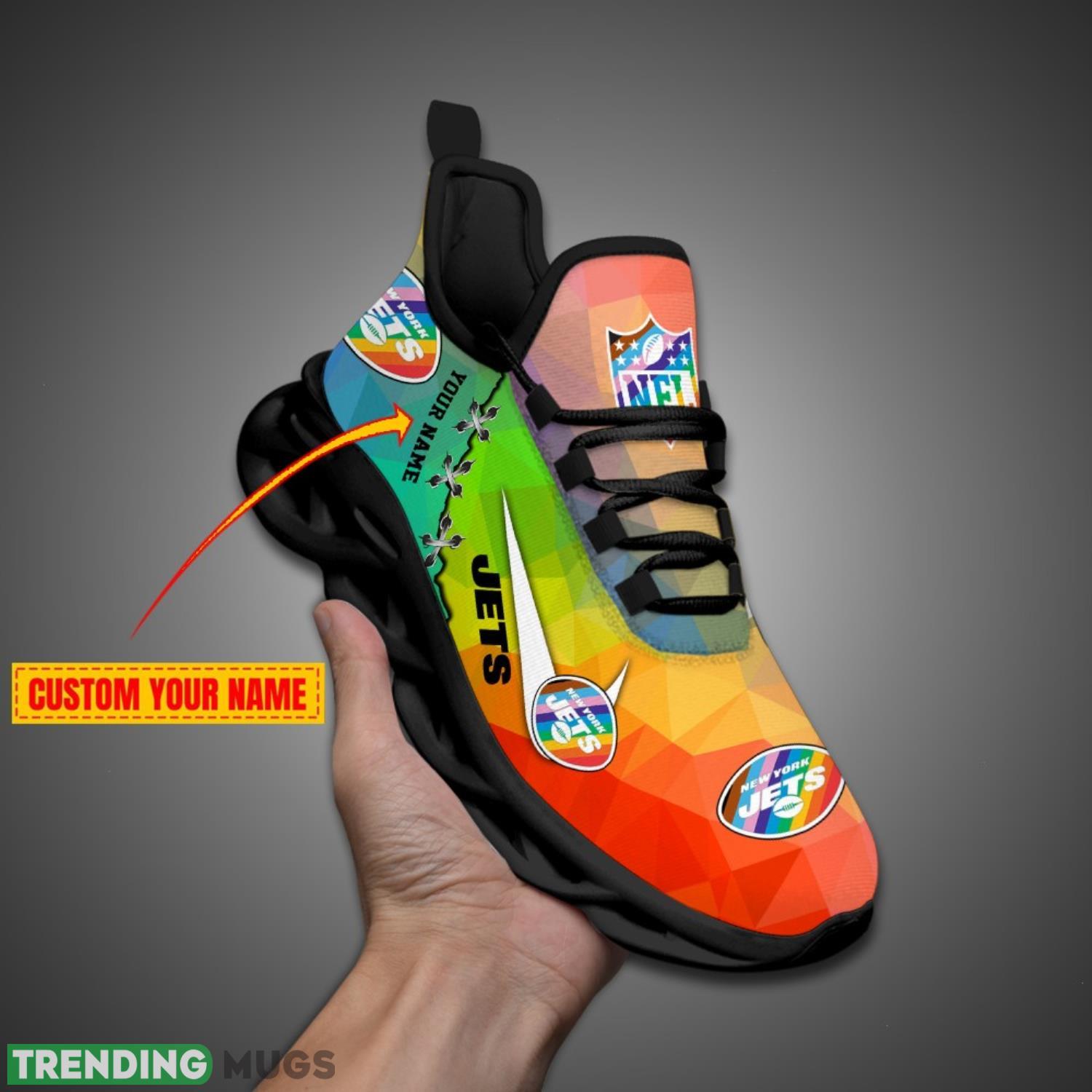 New York Jets Colorful Sneakers NFL Max Soul Shoes For Fans Custom Name Max Soul New York Jets Colorful Sneakers NFL Max Soul Shoes For Fans Custom Name Max Soul