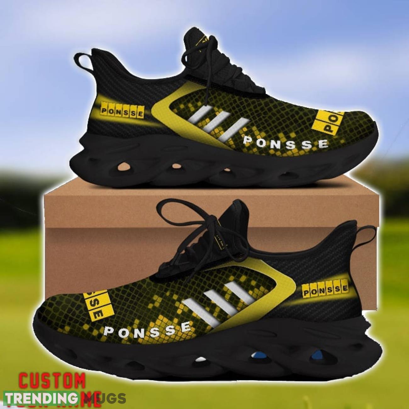 Ponsse Yellow Striped Max Soul Shoes Personalized Name For Fans Max Soul Ponsse Yellow Striped Max Soul Shoes Personalized Name For Fans Max Soul