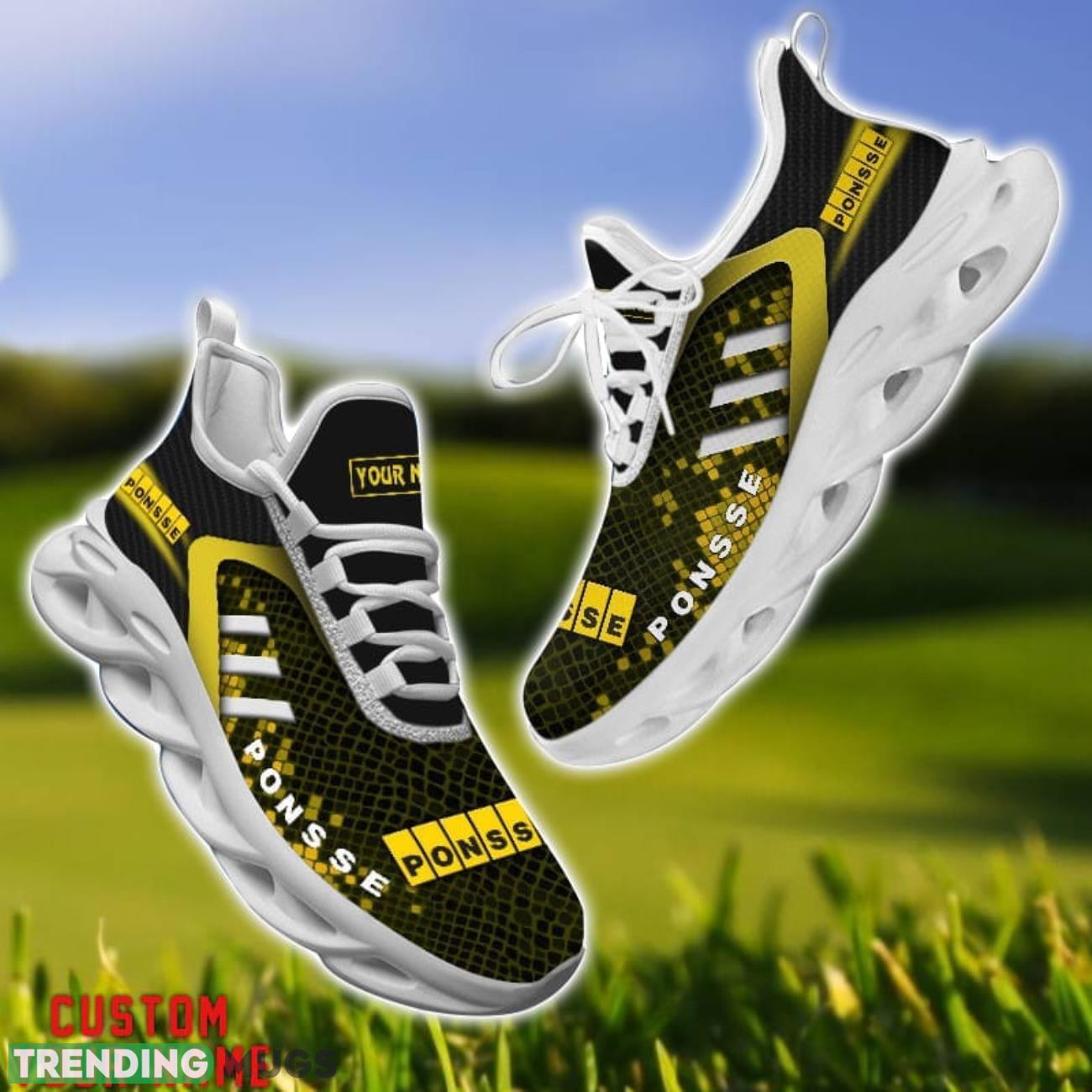 Ponsse Yellow Striped Max Soul Shoes Personalized Name For Fans Product Photo 1