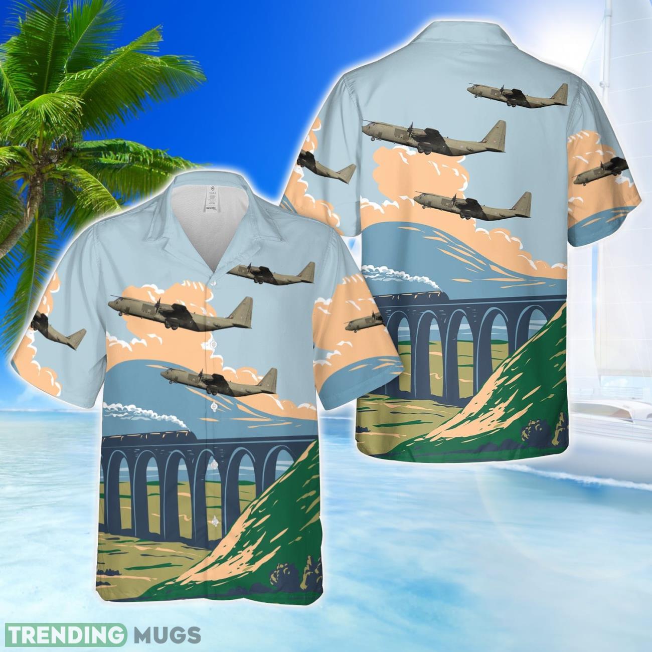 Royal Air Force Lockheed Martin C-130J-30 Hercules C4 (L-382) Hawaiian Shirt Product Photo 1 Royal Air Force Lockheed Martin C-130J-30 Hercules C4 (L-382) Hawaiian Shirt Product Photo 1