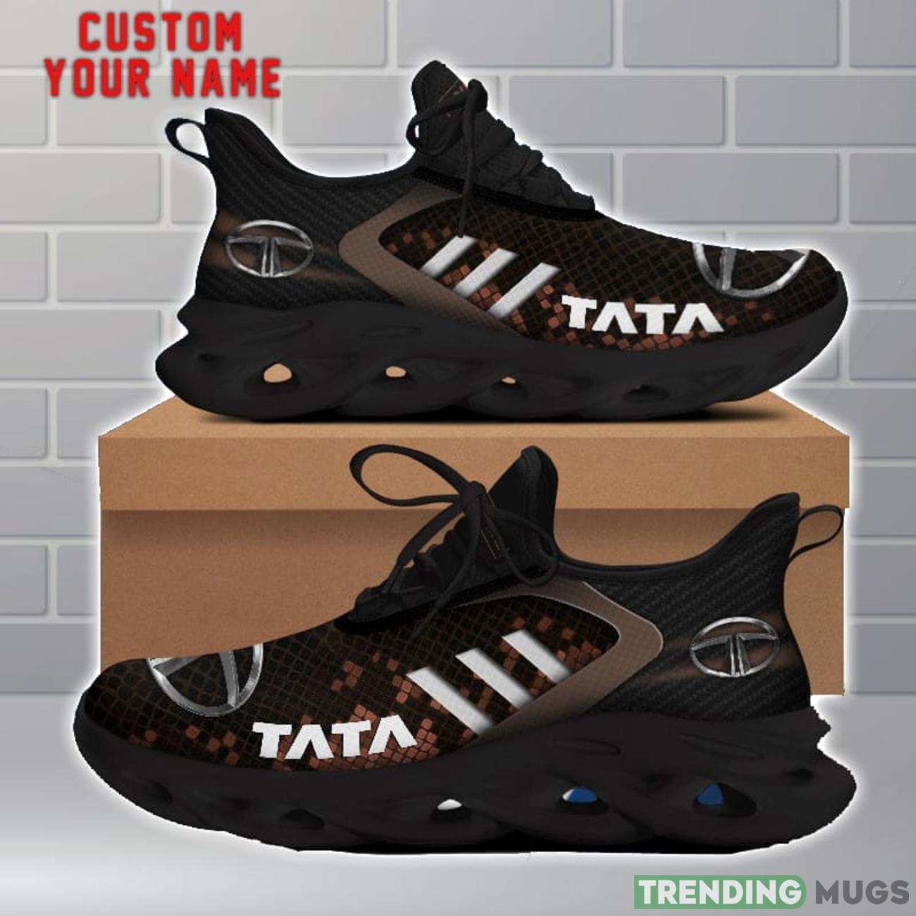 Tata Shoes Brown Square Pattern Custom Name Max Soul Sneakers For Men Women Max Soul Tata Shoes Brown Square Pattern Custom Name Max Soul Sneakers For Men Women Max Soul