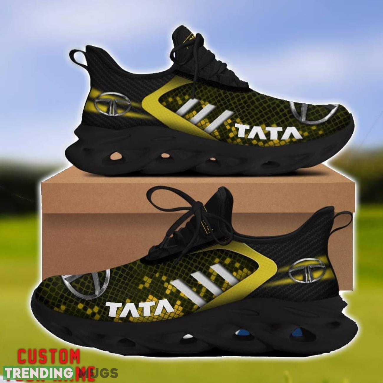 Tata Yellow Striped Max Soul Shoes Personalized Name For Fans Max Soul Tata Yellow Striped Max Soul Shoes Personalized Name For Fans Max Soul