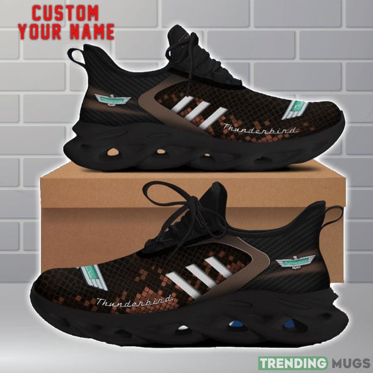 Thunderbird Shoes Brown Square Pattern Custom Name Max Soul Sneakers For Men Women Max Soul Thunderbird Shoes Brown Square Pattern Custom Name Max Soul Sneakers For Men Women Max Soul