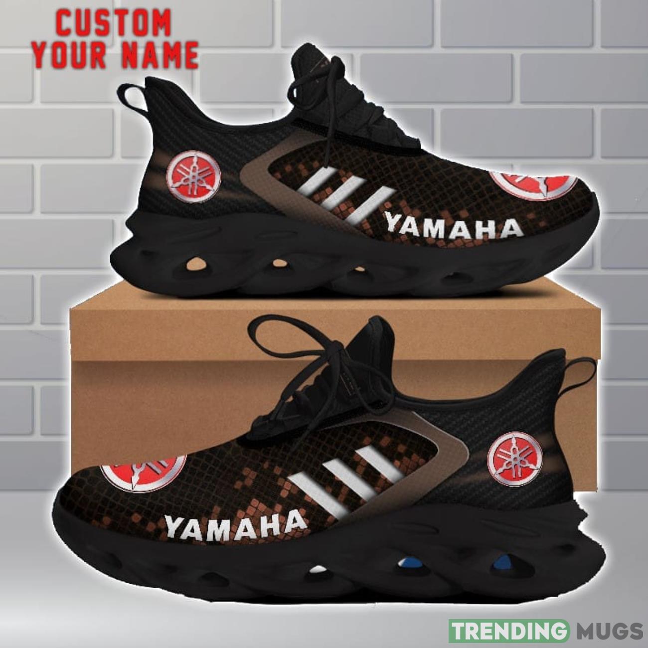 Yamaha Shoes Brown Square Pattern Custom Name Max Soul Sneakers For Men Women Max Soul Yamaha Shoes Brown Square Pattern Custom Name Max Soul Sneakers For Men Women Max Soul