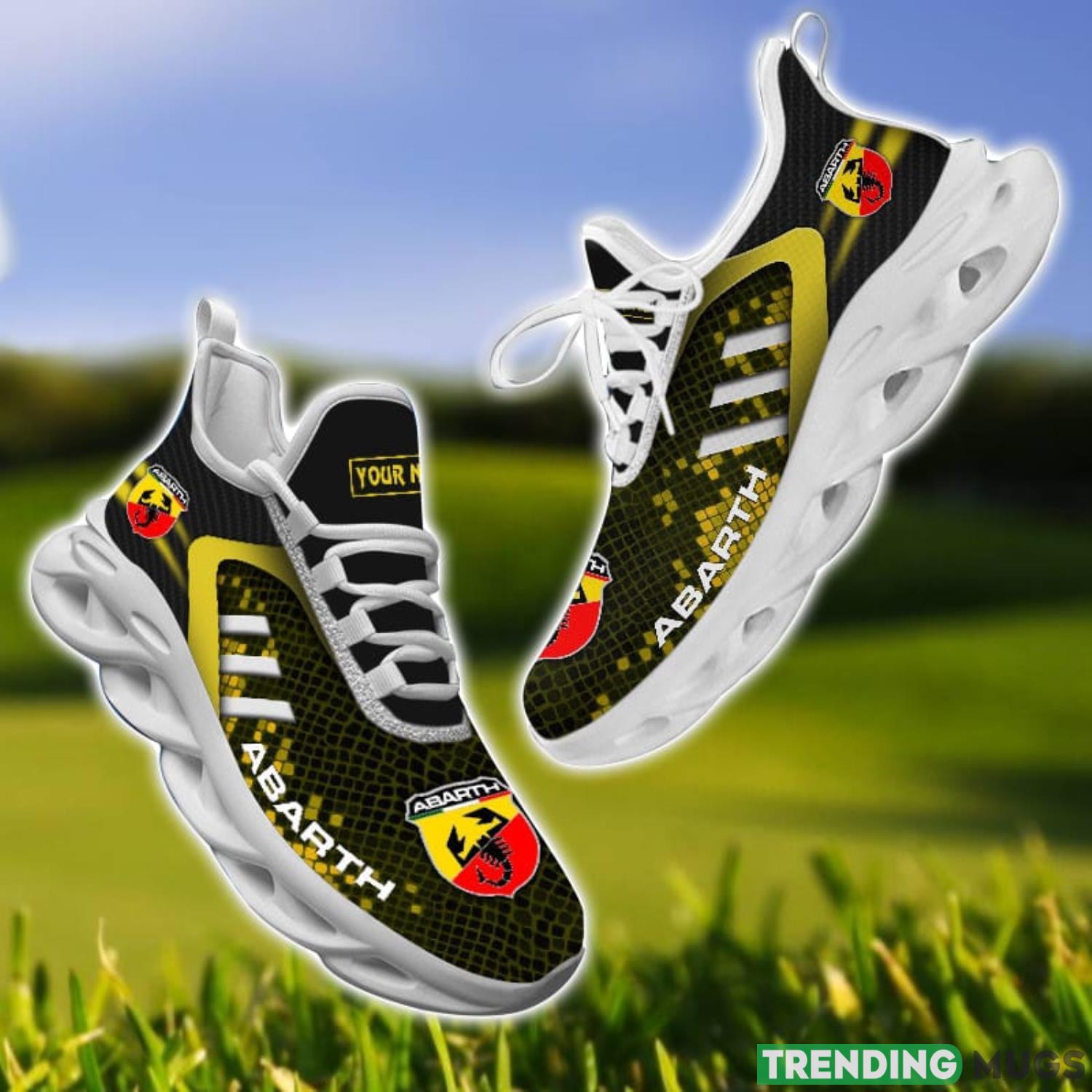 Abarth Yellow Striped Max Soul Shoes Personalized Name For Fans Product Photo 1 Abarth Yellow Striped Max Soul Shoes Personalized Name For Fans Product Photo 1