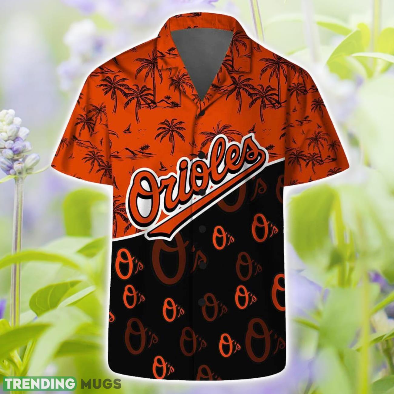 Baltimore Orioles MLB Team Logo Palm Leaf Pattern Hawaiian Set Product Photo 1