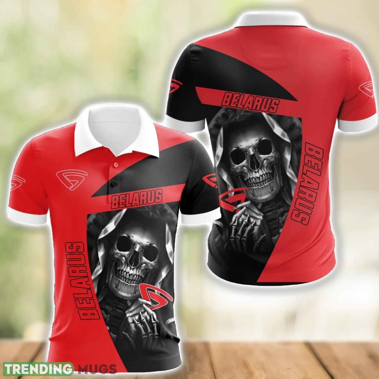 Belarus Logo and Skull 3D Polo Shirt Halloween Gift Product Photo 1 Belarus Logo and Skull 3D Polo Shirt Halloween Gift Product Photo 1