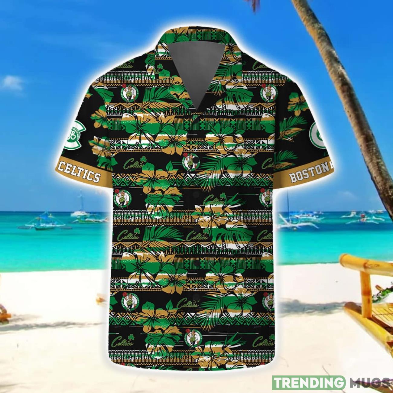 Boston Celtics Hawaii Set Pattern Vintage 3D Hawaiian Shirt And Shorts Product Photo 1 Boston Celtics Hawaii Set Pattern Vintage 3D Hawaiian Shirt And Shorts Product Photo 1