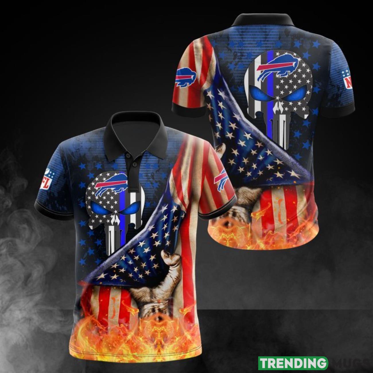 Buffalo Bills Fire  Pattern 3D Polo Shirt Sport Gift For Big Fans Limited Polo Shirt Product Photo 1