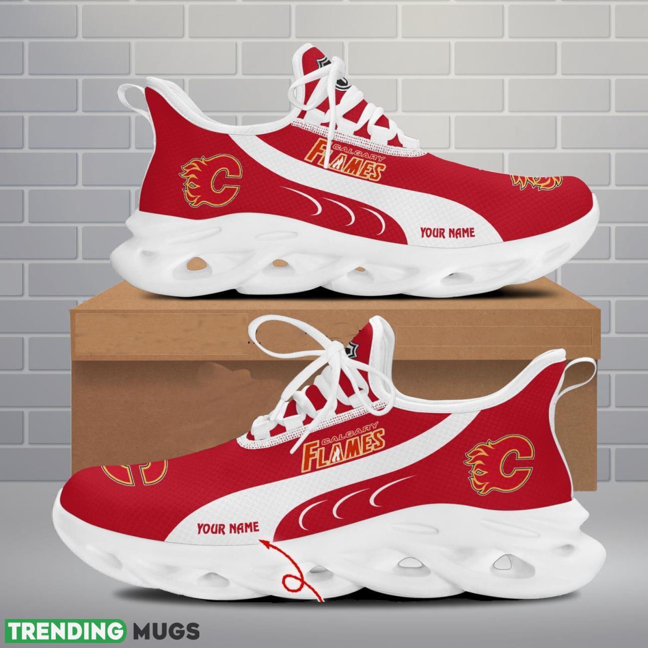 Calgary Flames Max Soul Shoes Custom Name Personalized Sneakers Running Gift Max Soul Calgary Flames Max Soul Shoes Custom Name Personalized Sneakers Running Gift Max Soul