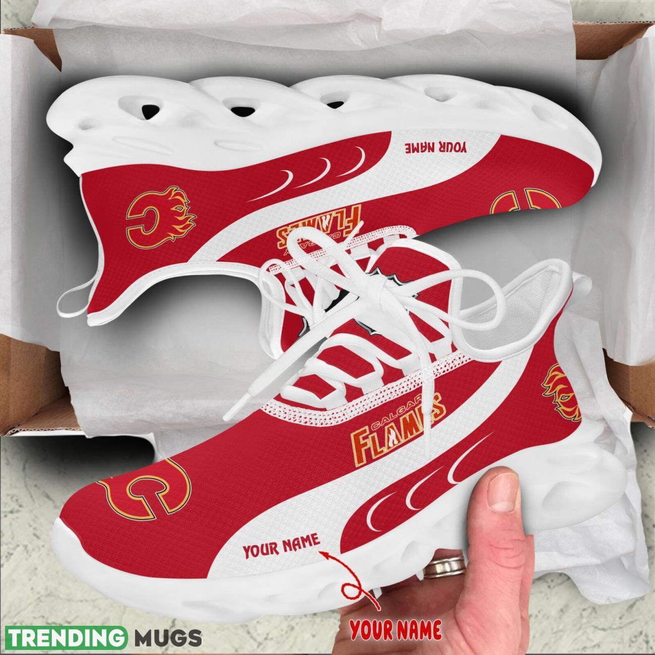 Calgary Flames Max Soul Shoes Custom Name Personalized Sneakers Running Gift Max Soul Calgary Flames Max Soul Shoes Custom Name Personalized Sneakers Running Gift Max Soul