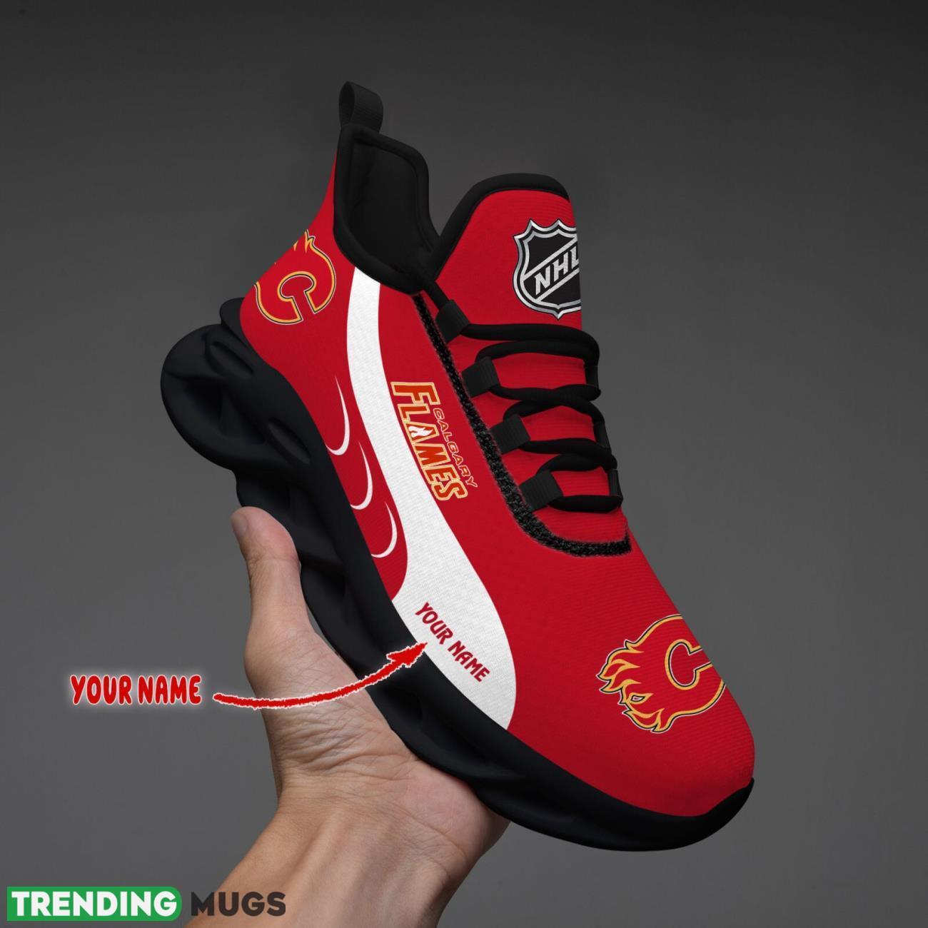 Calgary Flames Max Soul Shoes Custom Name Personalized Sneakers Running Gift Max Soul Calgary Flames Max Soul Shoes Custom Name Personalized Sneakers Running Gift Max Soul