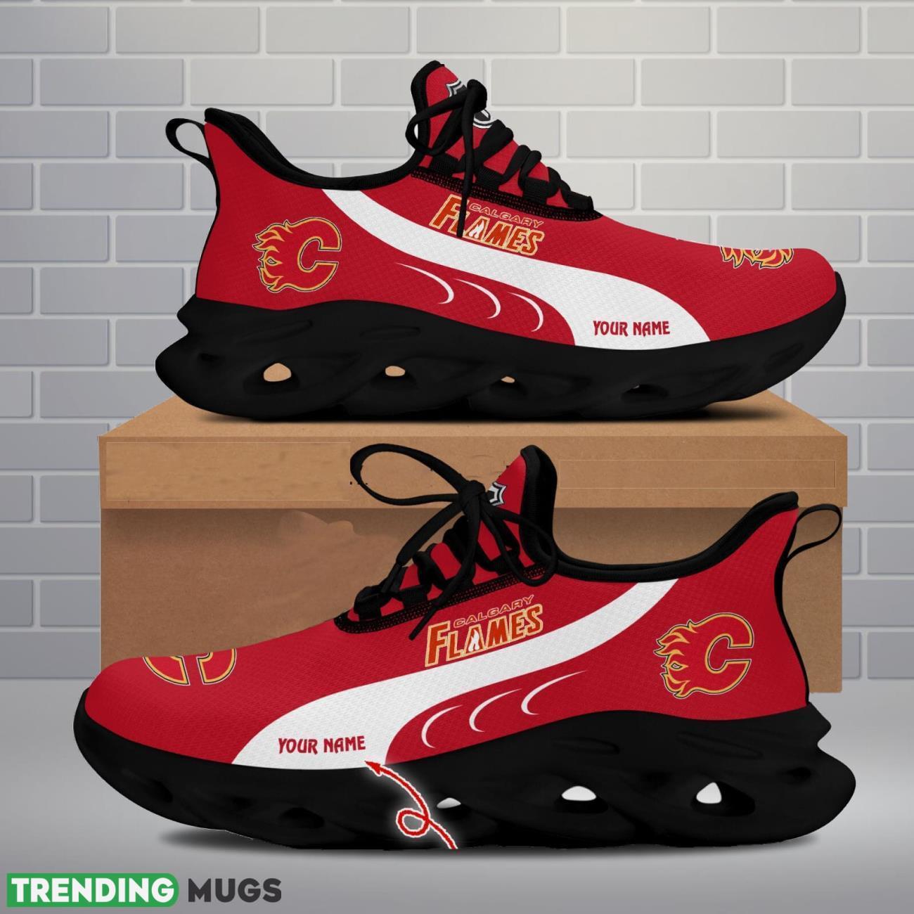 Calgary Flames Max Soul Shoes Custom Name Personalized Sneakers Running Gift Max Soul Calgary Flames Max Soul Shoes Custom Name Personalized Sneakers Running Gift Max Soul