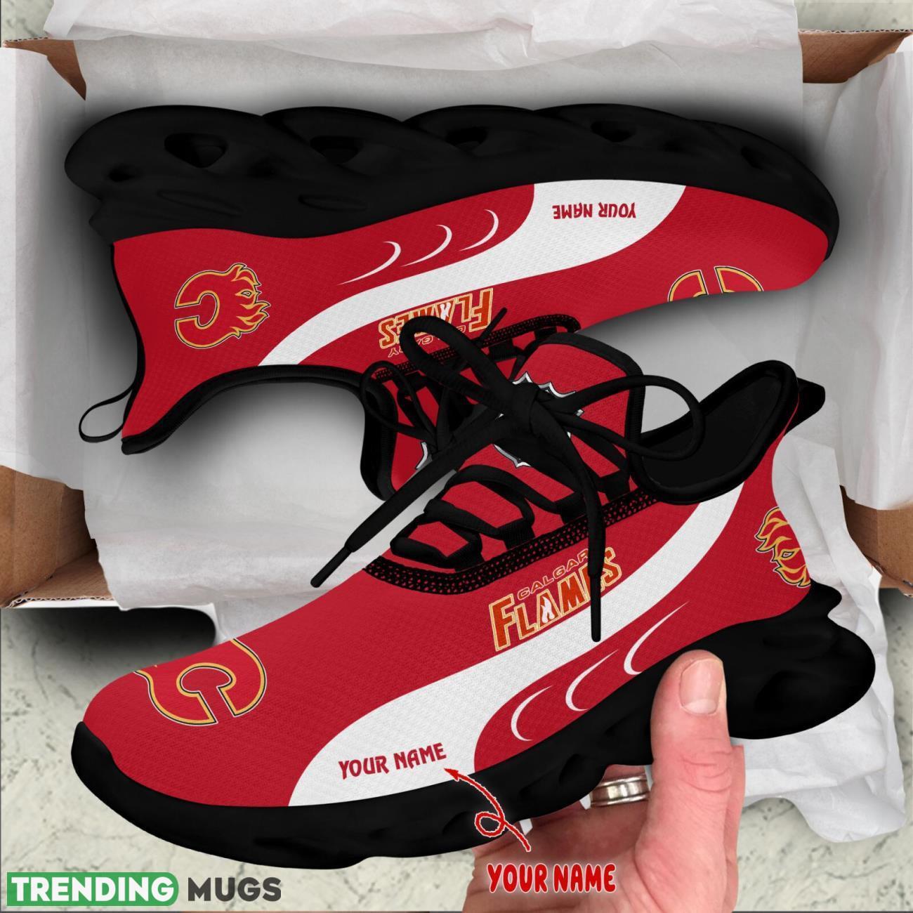 Calgary Flames Max Soul Shoes Custom Name Personalized Sneakers Running Gift Max Soul Calgary Flames Max Soul Shoes Custom Name Personalized Sneakers Running Gift Max Soul