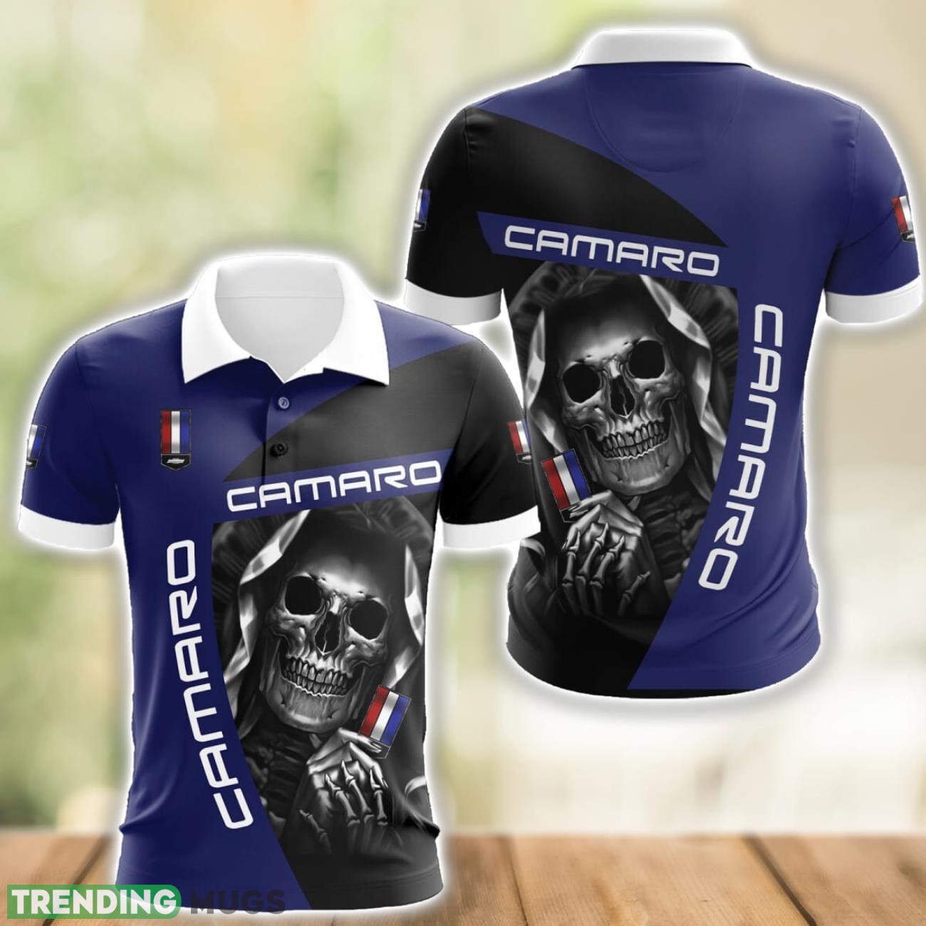 Chevrolet Camaro Logo and Skull 3D Polo Shirt Halloween Gift Product Photo 1 Chevrolet Camaro Logo and Skull 3D Polo Shirt Halloween Gift Product Photo 1