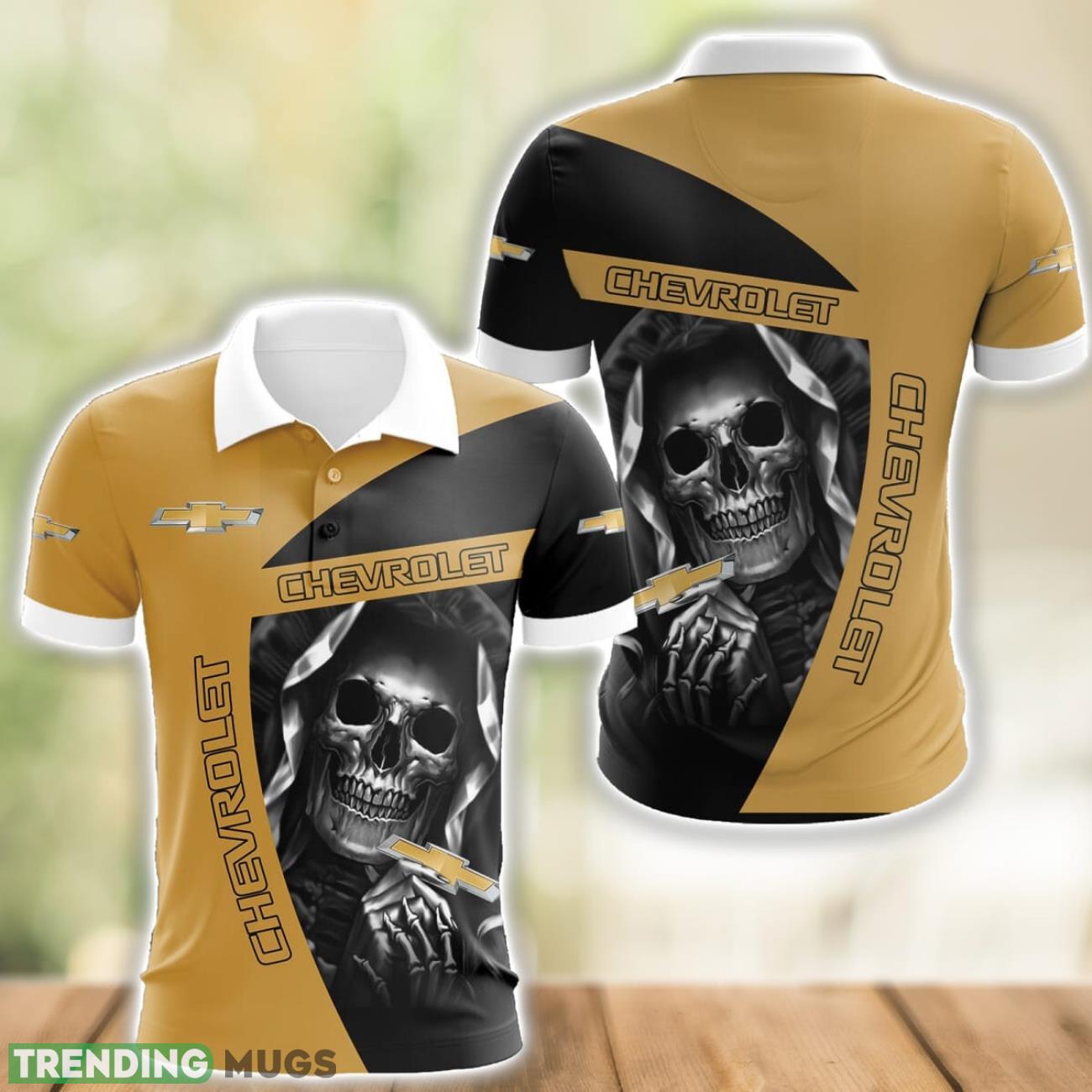 Chevrolet Logo and Skull 3D Polo Shirt Halloween Gift Product Photo 1 Chevrolet Logo and Skull 3D Polo Shirt Halloween Gift Product Photo 1