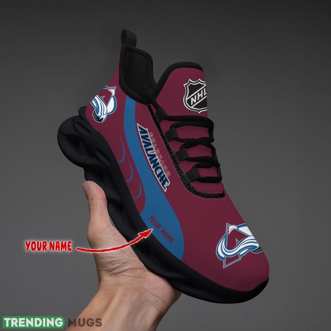 Colorado Avalanche Max Soul Shoes Custom Name Personalized Sneakers Running Gift Max Soul Colorado Avalanche Max Soul Shoes Custom Name Personalized Sneakers Running Gift Max Soul