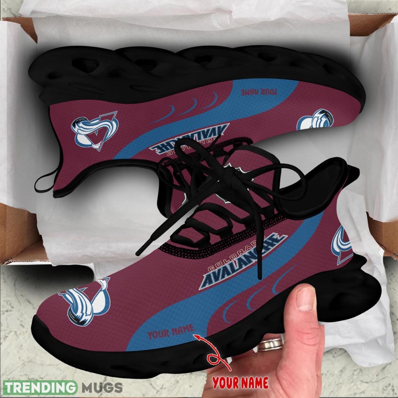 Colorado Avalanche Max Soul Shoes Custom Name Personalized Sneakers Running Gift Max Soul Colorado Avalanche Max Soul Shoes Custom Name Personalized Sneakers Running Gift Max Soul