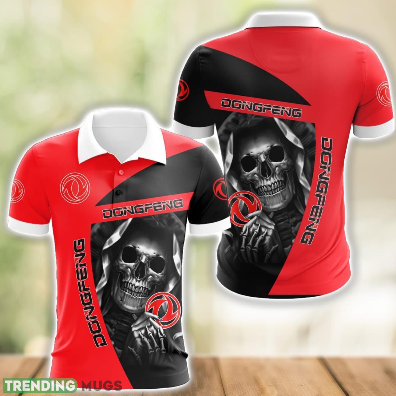 Dongfeng Logo and Skull 3D Polo Shirt Halloween Gift Product Photo 1 Dongfeng Logo and Skull 3D Polo Shirt Halloween Gift Product Photo 1