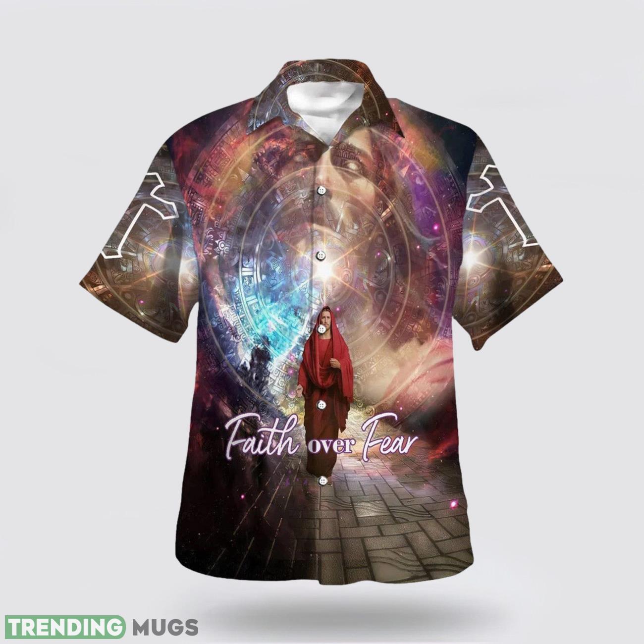 Faith Over Fear Jesus Walking Away Aloha Hawaiian Shirt For Men And Women Product Photo 1