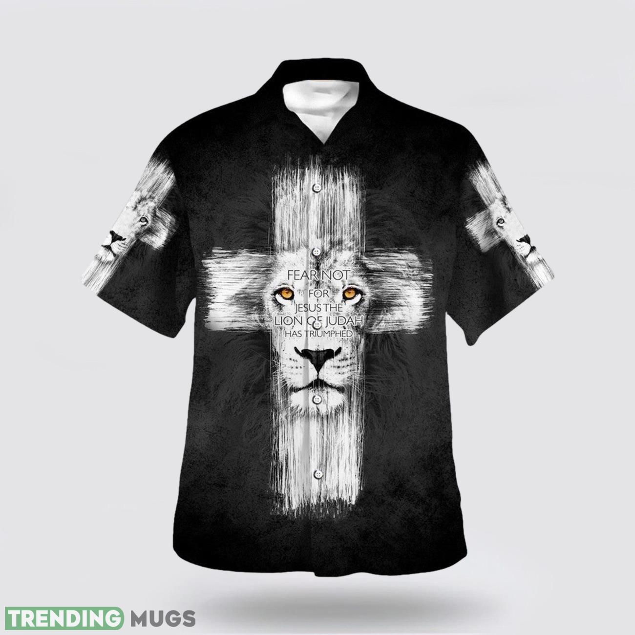 Fear Not For Jesus The Lion Judah Has Triumphed Hawaiian Shirt Short Sleeve Shirt Product Photo 1 Fear Not For Jesus The Lion Judah Has Triumphed Hawaiian Shirt Short Sleeve Shirt Product Photo 1