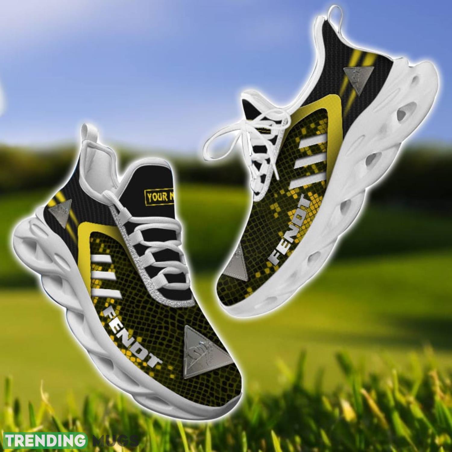 Fendt Yellow Striped Max Soul Shoes Personalized Name For Fans Product Photo 1 Fendt Yellow Striped Max Soul Shoes Personalized Name For Fans Product Photo 1