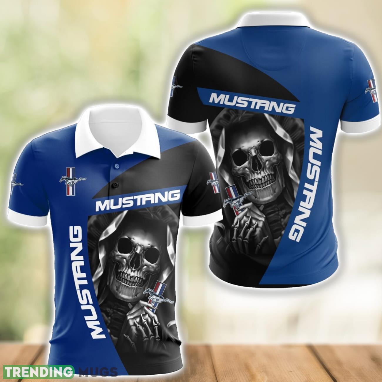 Ford Mustang Logo and Skull 3D Polo Shirt Halloween Gift Product Photo 1
