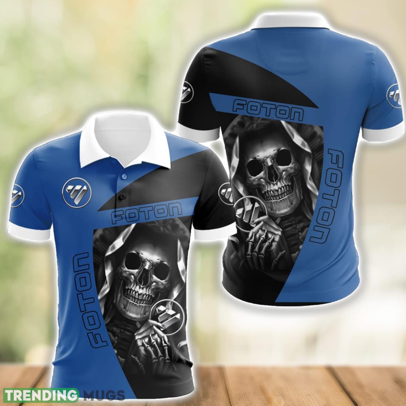 Foton Logo and Skull 3D Polo Shirt Halloween Gift Product Photo 1 Foton Logo and Skull 3D Polo Shirt Halloween Gift Product Photo 1