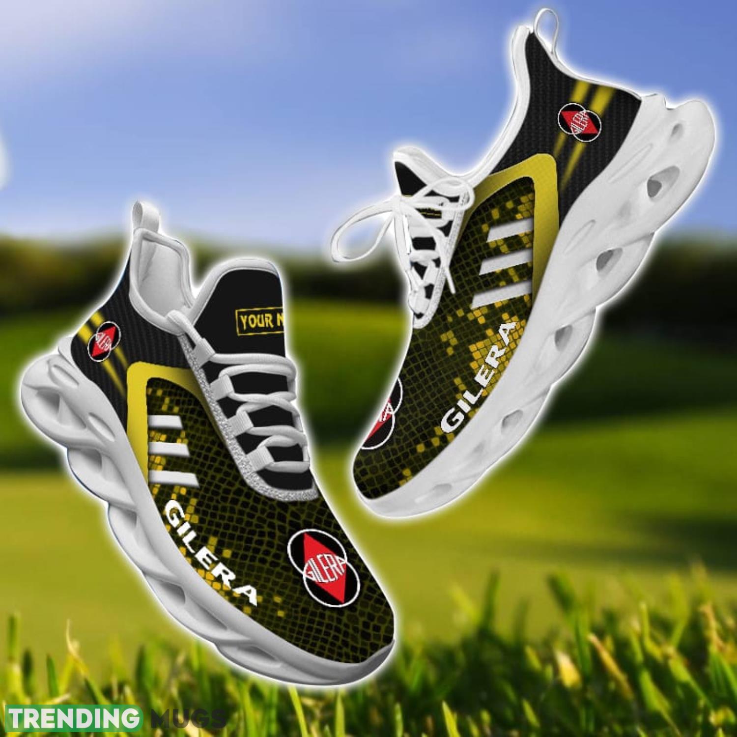 Gilera Yellow Striped Max Soul Shoes Personalized Name For Fans Product Photo 1 Gilera Yellow Striped Max Soul Shoes Personalized Name For Fans Product Photo 1