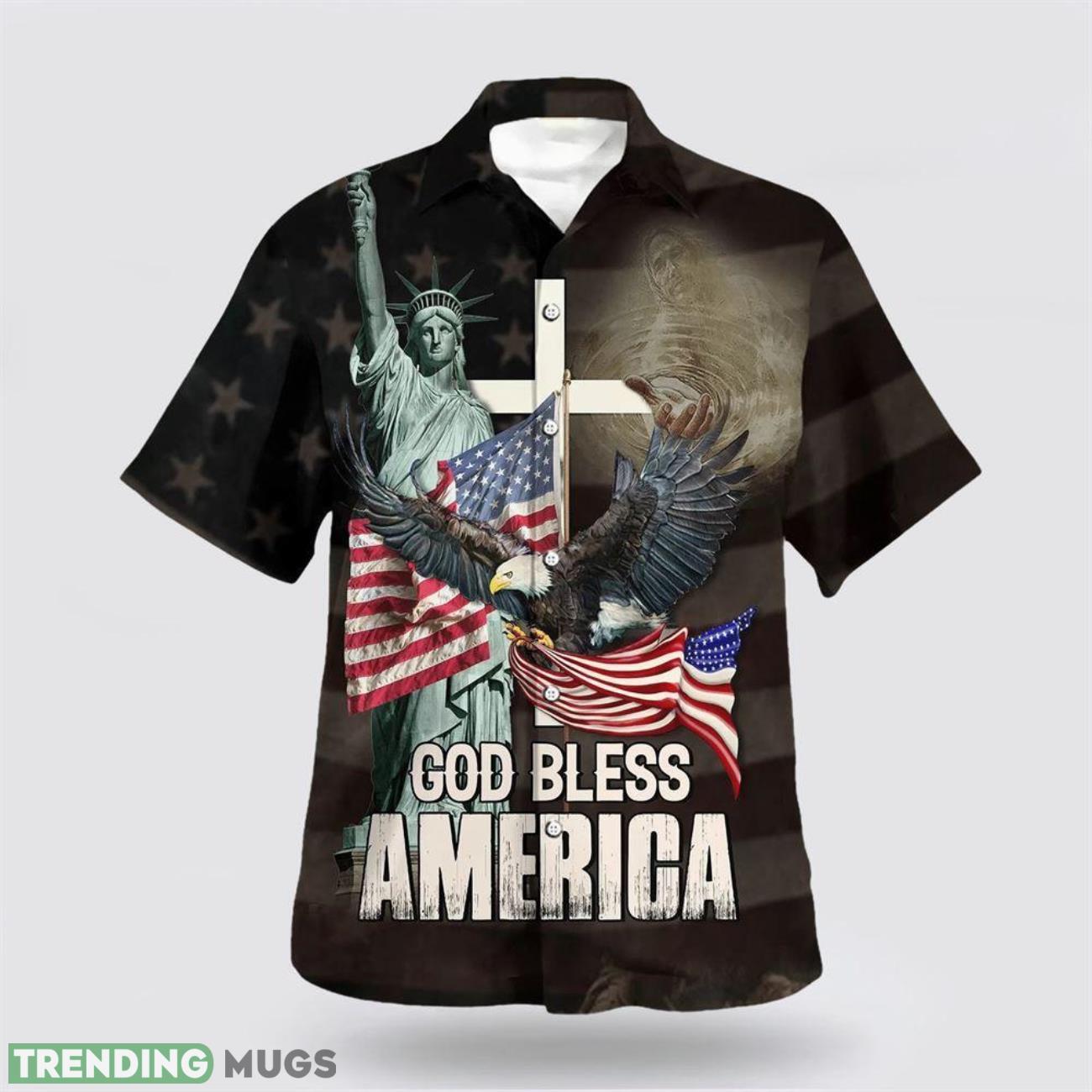 God Bless American Jesus Eagle Hawaiian Shirt Short Sleeve Shirt Product Photo 1