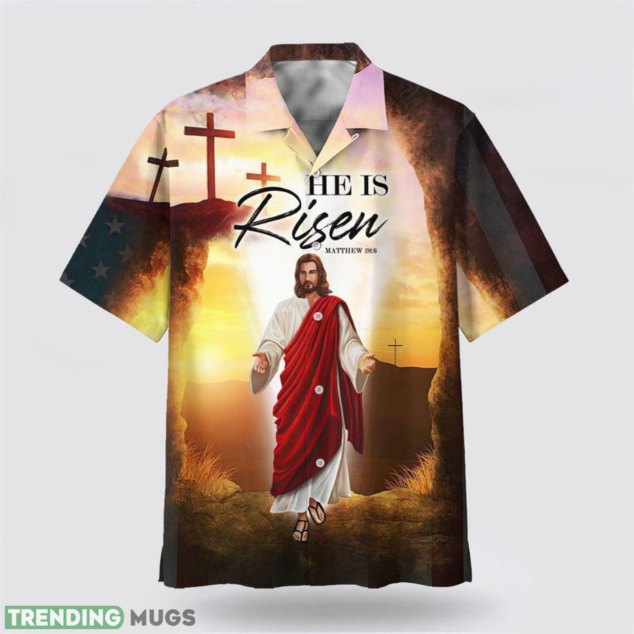 He Is Risen Jesus Leaves The Tomb Aloha Hawaiian Shirt For Men And Women Product Photo 1 He Is Risen Jesus Leaves The Tomb Aloha Hawaiian Shirt For Men And Women Product Photo 1