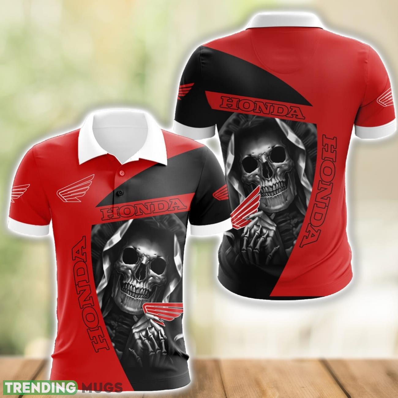 Honda Motorcycle Logo and Skull 3D Polo Shirt Halloween Gift Product Photo 1 Honda Motorcycle Logo and Skull 3D Polo Shirt Halloween Gift Product Photo 1