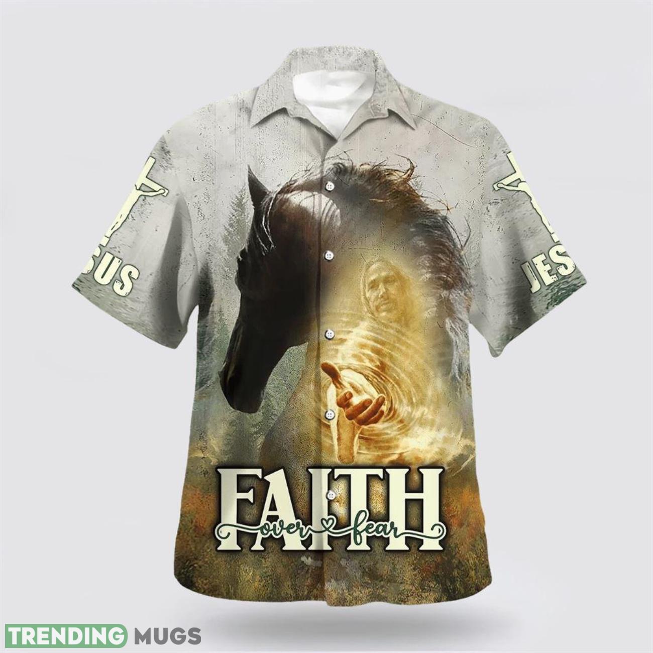 Horse And Jesus Faith Over Fear Hawaiian Shirt Short Sleeve Shirt Product Photo 1 Horse And Jesus Faith Over Fear Hawaiian Shirt Short Sleeve Shirt Product Photo 1