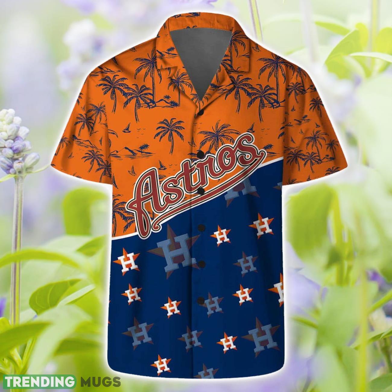 Houston Astros MLB Team Logo Palm Leaf Pattern Hawaiian Set Product Photo 1
