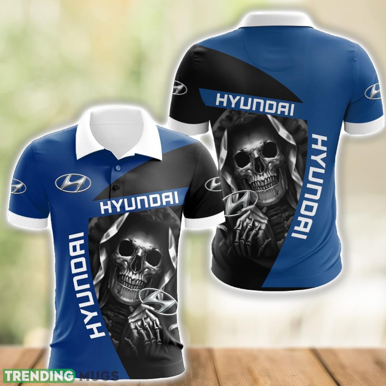 Hyundai Logo and Skull 3D Polo Shirt Halloween Gift Product Photo 1 Hyundai Logo and Skull 3D Polo Shirt Halloween Gift Product Photo 1